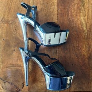 Metallic 6 inch Platform Stripper Pole Heels